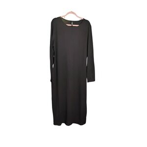 Stylewe‎ Black Ribbed Midi Dress | 2XL Plus Size | Long Sleeve | NWOT